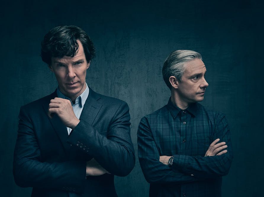 Benedict Cumberbatch og Martin Freeman i 'Sherlock'