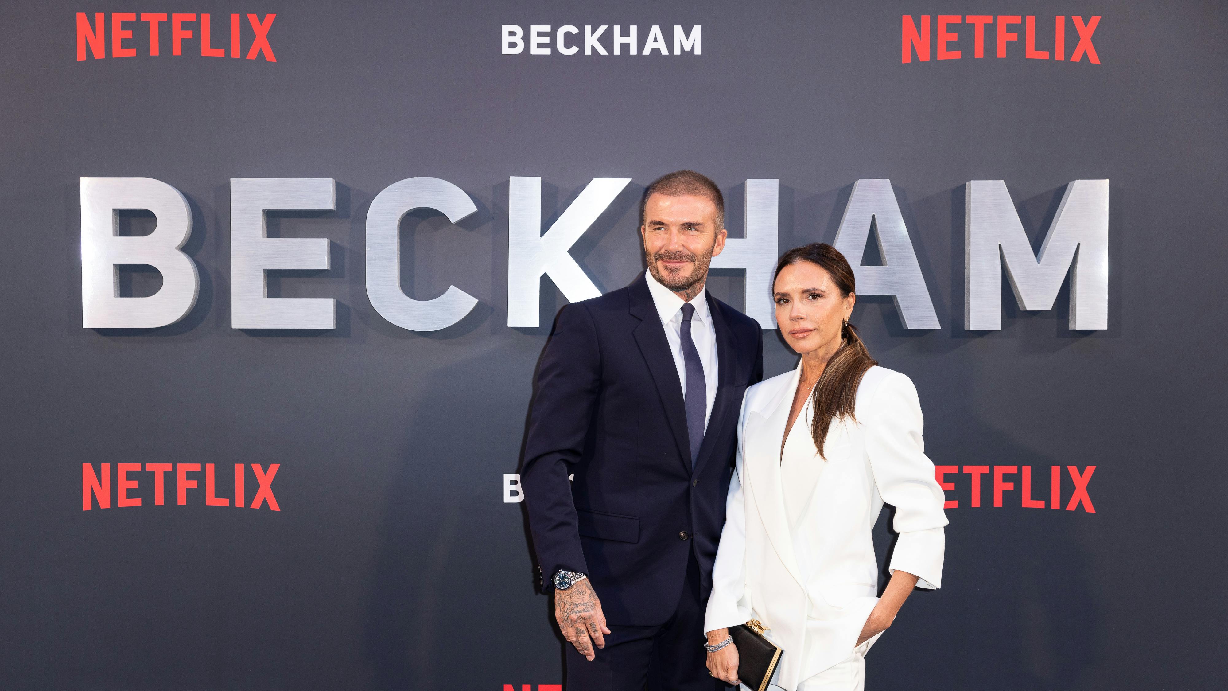 David og Victoria Beckham til premieren på dokumentarserien 'Beckham'