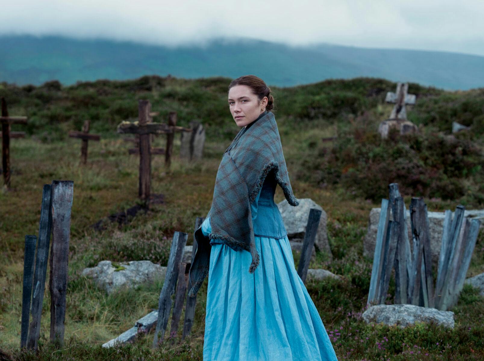 Florence Pugh som sygeplejersken Lib Wright i den sanselige Netflixfilm ‘The Wonder’