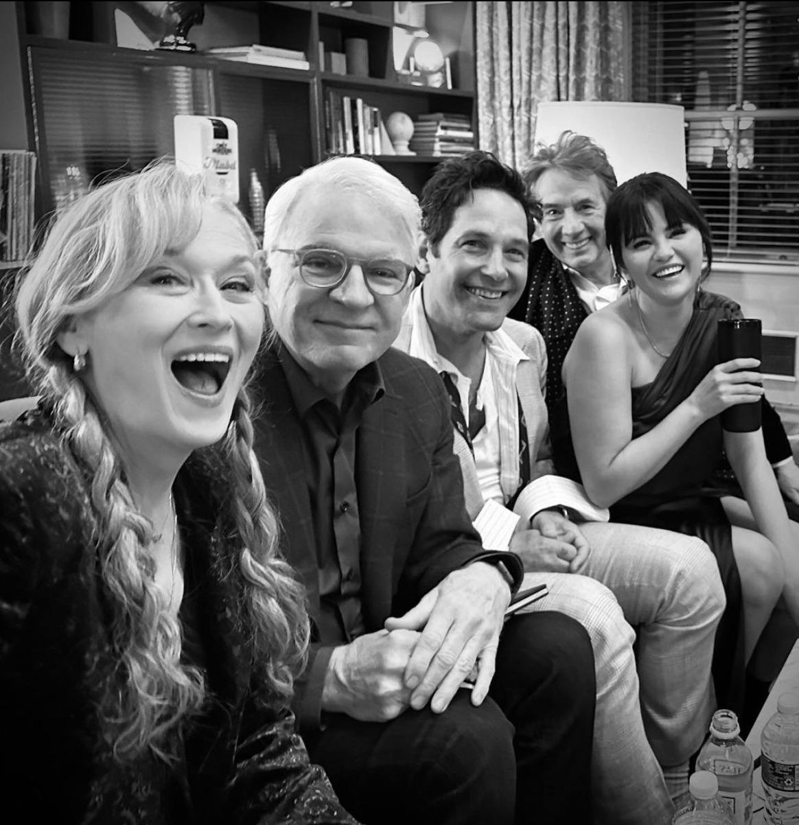 Meryl Streep, Steve Martin, Paul Rudd, Selena Gomez og Martin Short på set til Only 'Murders in the Building'