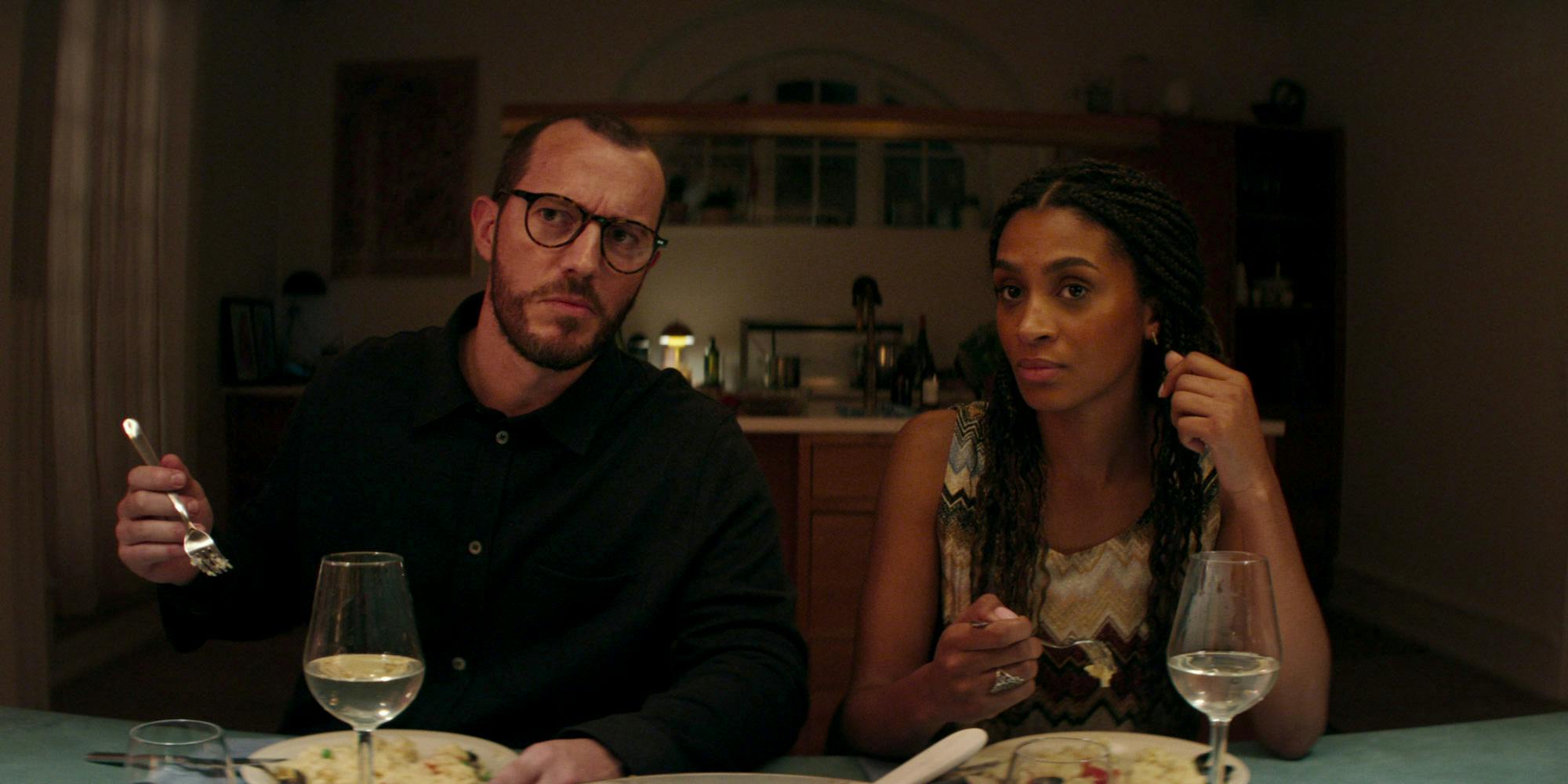 Baby Fever S2. Simon Sears as Mathias, Cherie Celeste Malone as Lucia in Baby Fever S2. Cr. Courtesy of Netflix © 2023