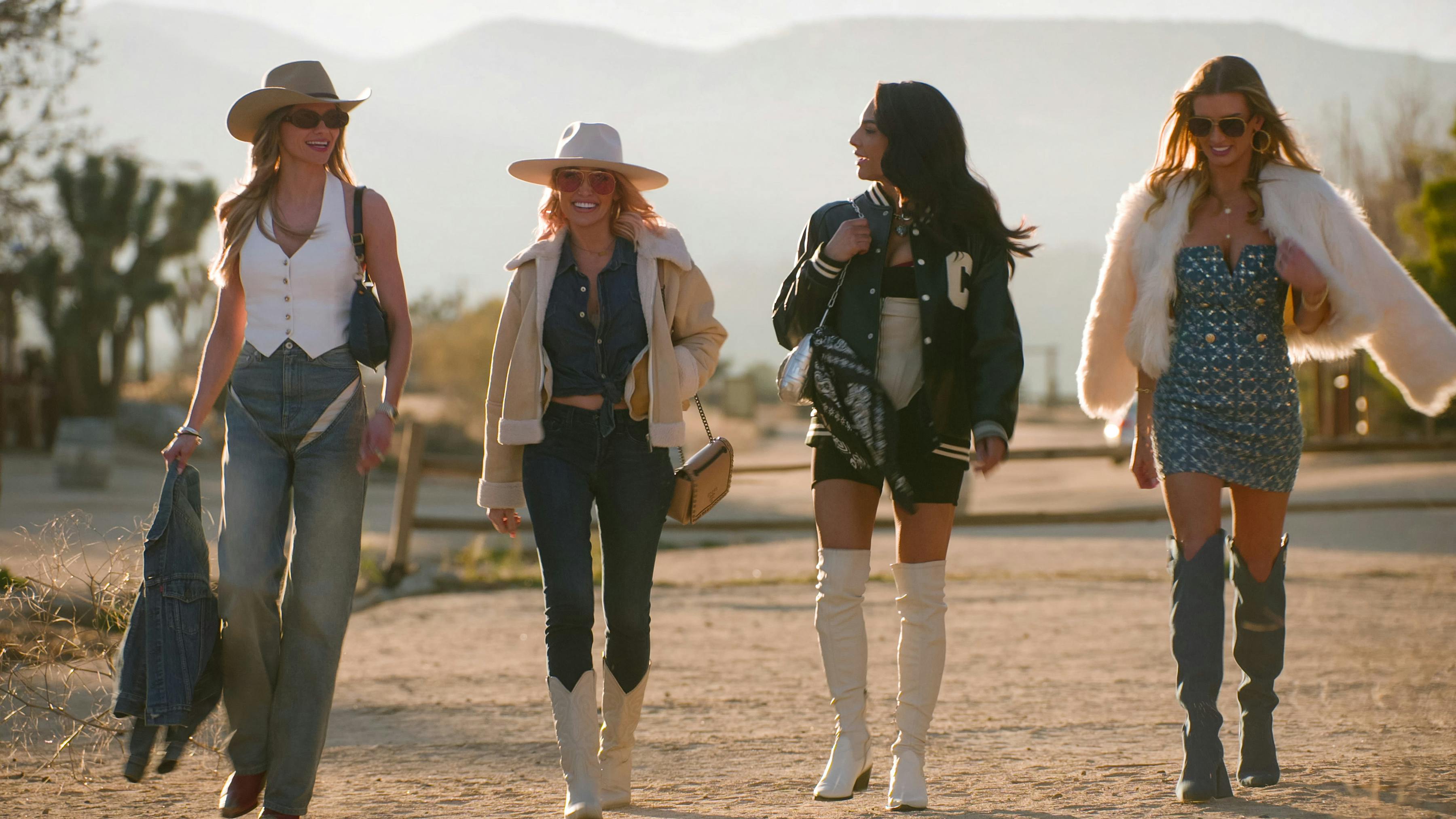 Selling Sunset. (L to R) Alanna Whittaker, Mary Fitzgerald, Amanza Smith, Nicole Young in episode 805 of Selling Sunset. Cr. Courtesy of Netflix © 2024