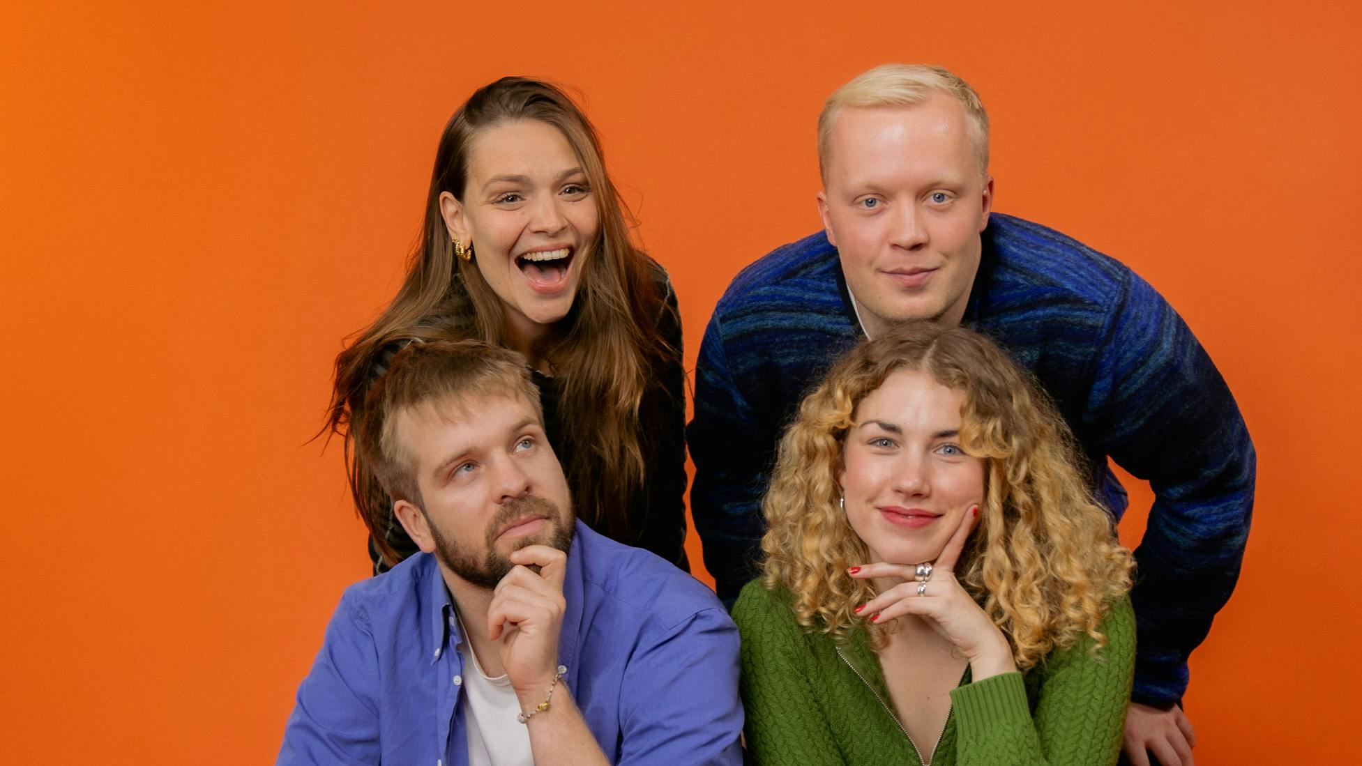 Liveværterne på 'HULiGENNEM' Barbara Gjerluff Nielsen, Frederik Hjerrild, Sofus Peder Faber Laursen og Anna Tychsen