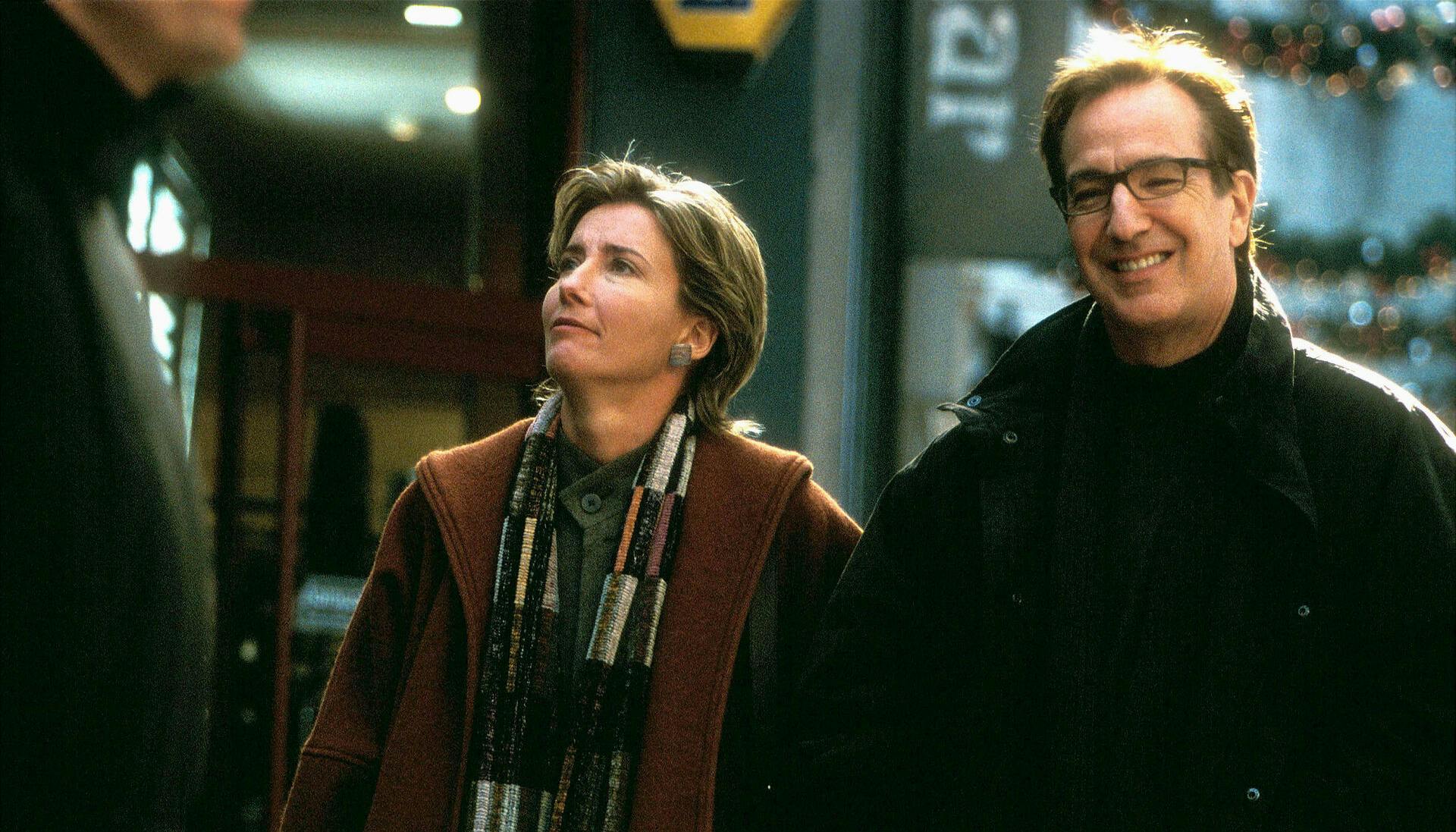 Emma Thompson & Alan Rickman Characters: Karen & Harry Film: Love Actually (USA/UK/FR 2003) Director: Richard Curtis 07 September 2003 Date: 07 September 2003