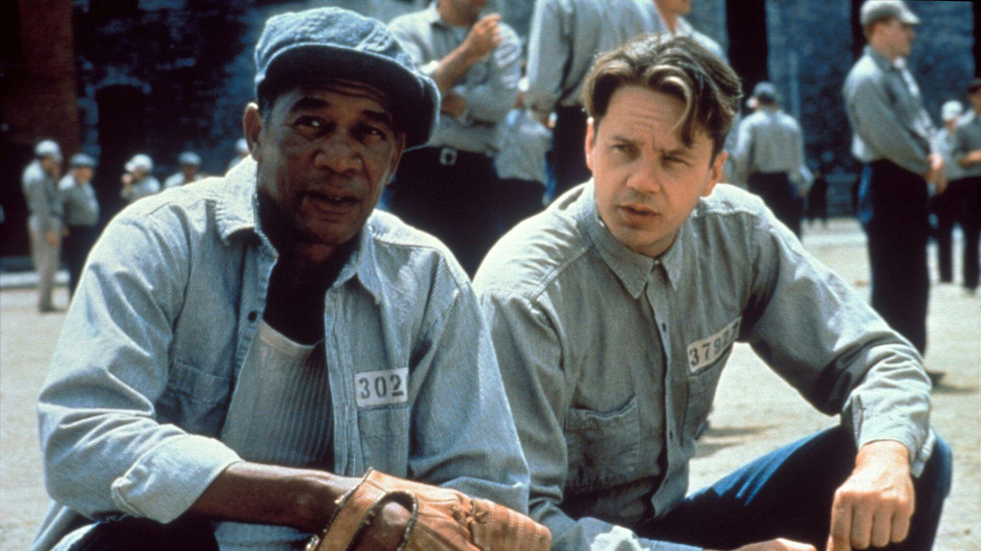 Morgan Freeman & Tim Robbins Characters: Ellis Boyd 'Red' Redding & Andy Dufresne Film: The Shawshank Redemption (USA 1994) / Literaturverfilmung Nach Der Novelle 'Fr