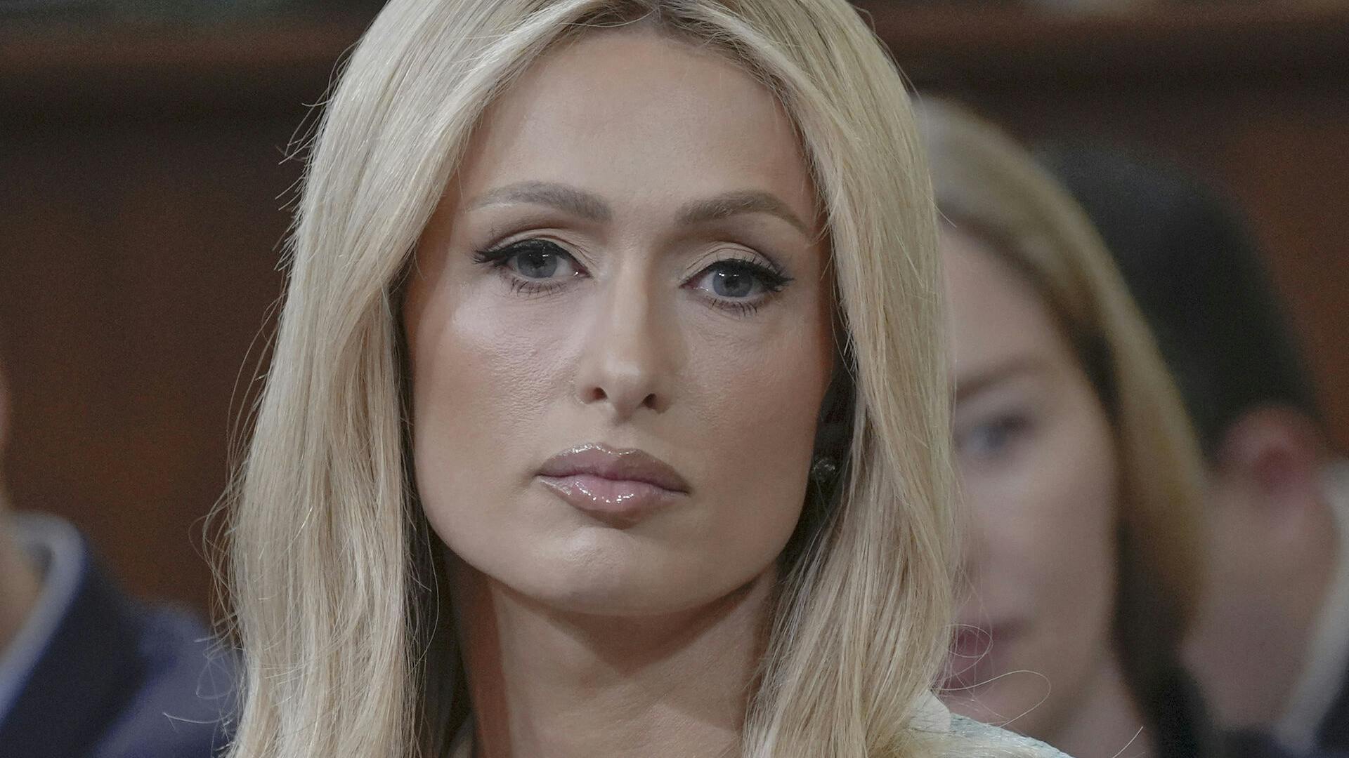 Paris Hilton testifies during a House Committee on Ways and Means hearing on Strengthening Child Welfare and Protecting Americas Children on Capitol Hill, Wednesday, June 26, 2024, in Washington. (AP Photo/Mariam Zuhaib)