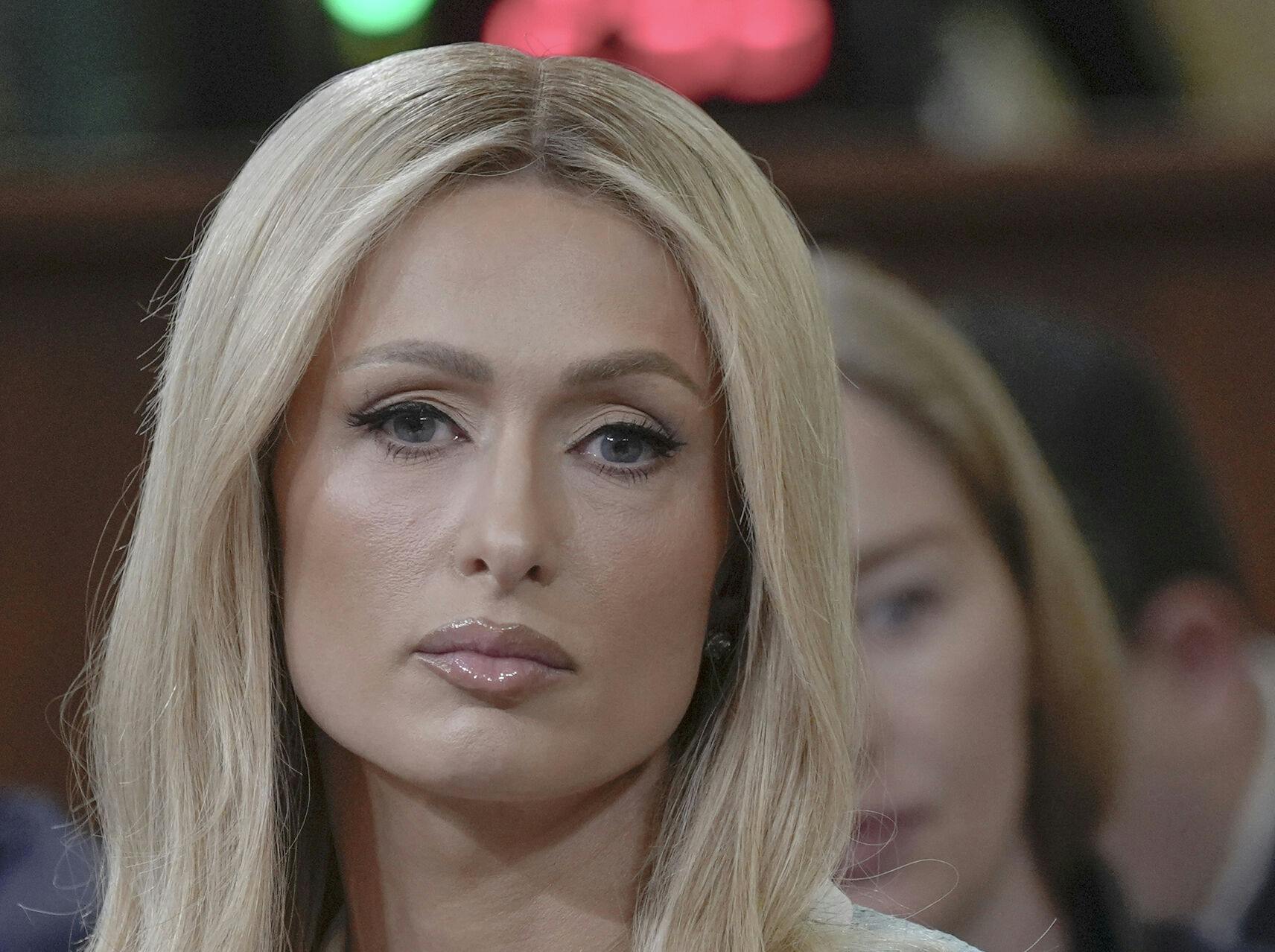 Paris Hilton testifies during a House Committee on Ways and Means hearing on Strengthening Child Welfare and Protecting Americas Children on Capitol Hill, Wednesday, June 26, 2024, in Washington. (AP Photo/Mariam Zuhaib)
