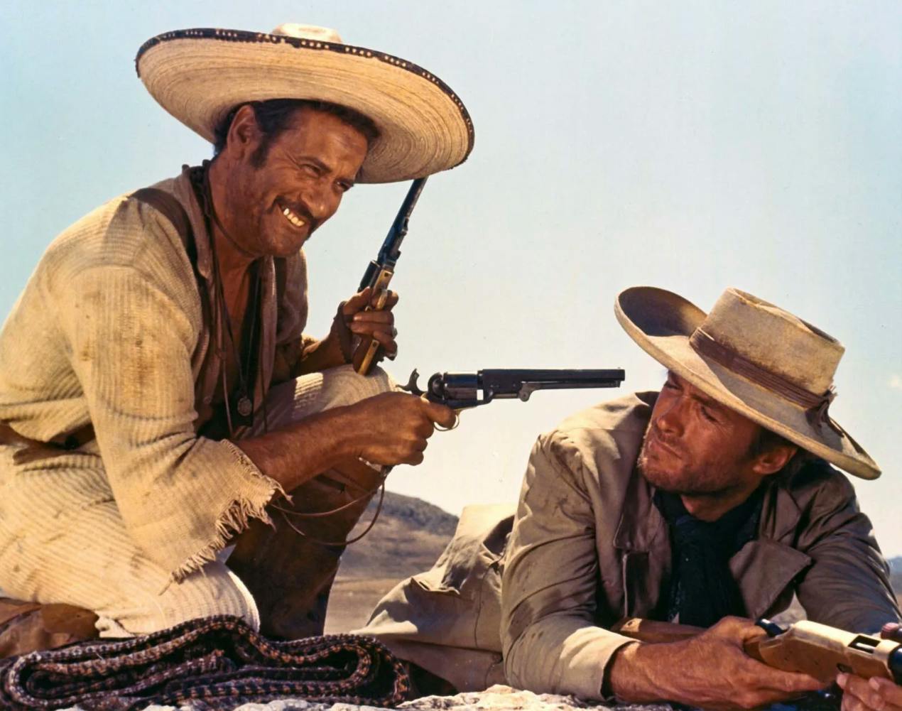 Eli Wallach og Clint Eastwood i 'Den gode, den onde og den grusomme' fra 1966 af Sergio Leone.