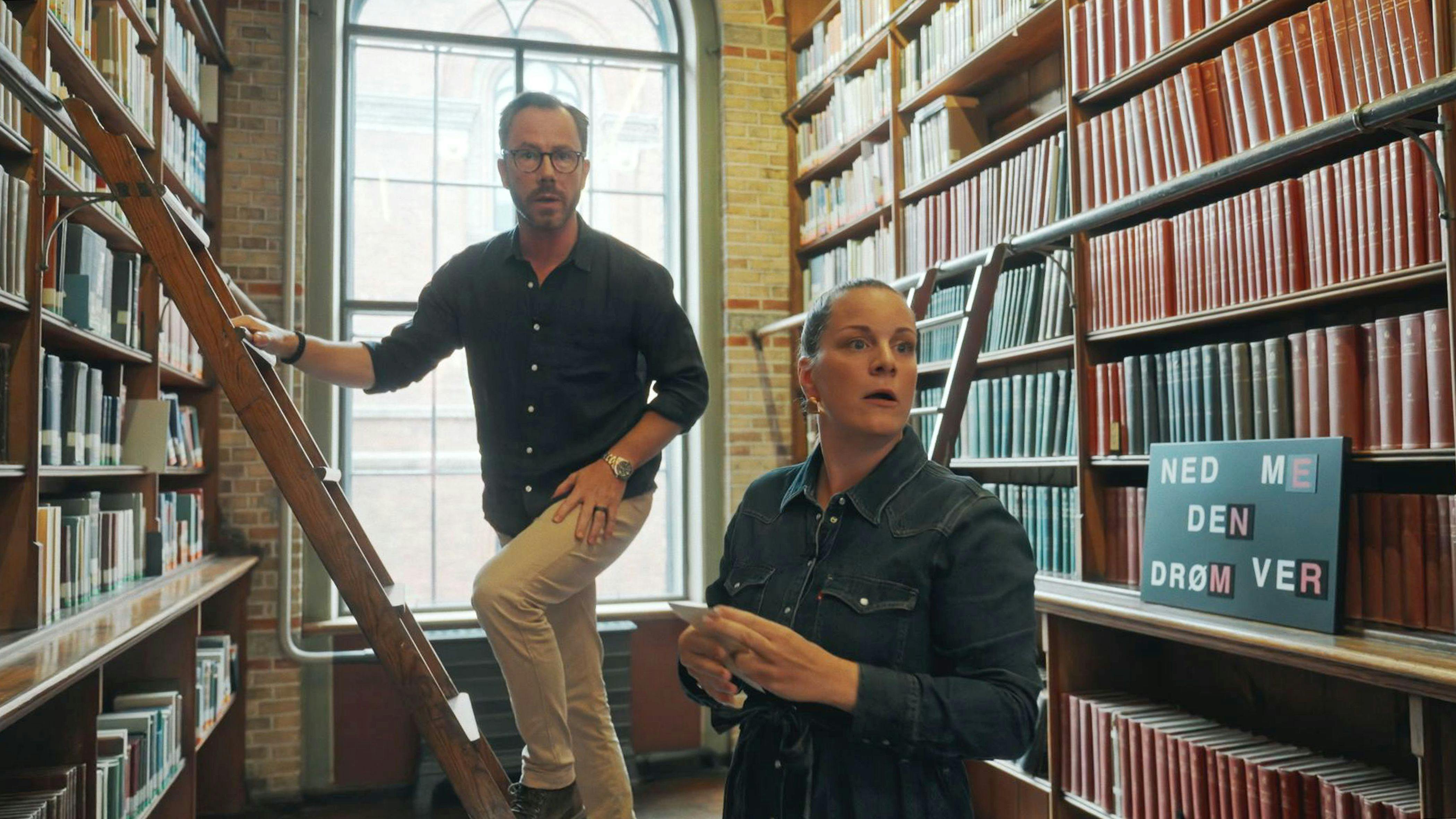 Jakob Ellemann Jensen og Lise Baastrup i 'Jagten på Danmarkshistorien'